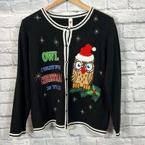 ugly Christmas sweater/Cardigan 100% Acrylic Knit | size large